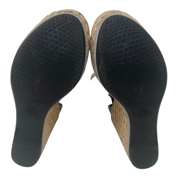 Stuart Weitzman Soho Jute Gal Platform Espadrille Topo Taupe Suede Leather 6.5 - Picture 10 of 14